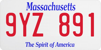 MA license plate 9YZ891