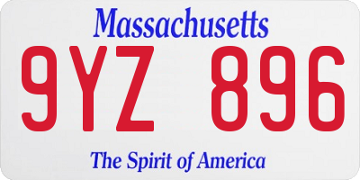 MA license plate 9YZ896