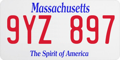 MA license plate 9YZ897