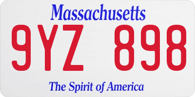 MA license plate 9YZ898