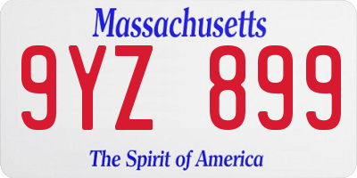 MA license plate 9YZ899
