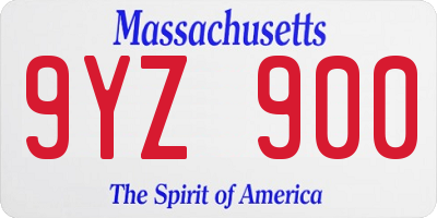 MA license plate 9YZ900