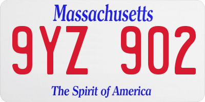 MA license plate 9YZ902