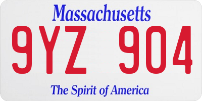 MA license plate 9YZ904