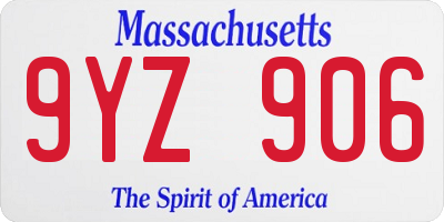 MA license plate 9YZ906