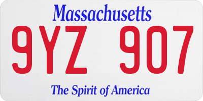 MA license plate 9YZ907