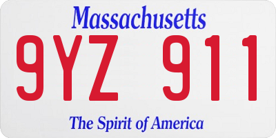 MA license plate 9YZ911