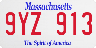 MA license plate 9YZ913