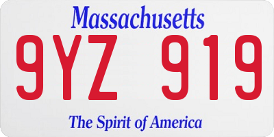 MA license plate 9YZ919