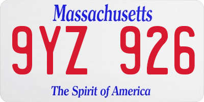 MA license plate 9YZ926