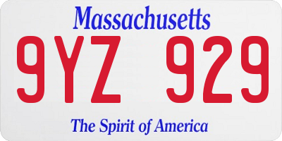 MA license plate 9YZ929