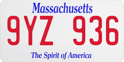 MA license plate 9YZ936