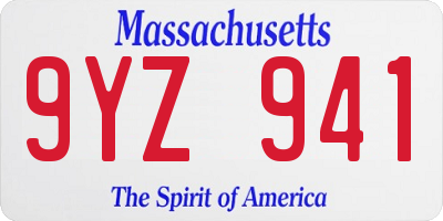 MA license plate 9YZ941