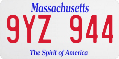 MA license plate 9YZ944