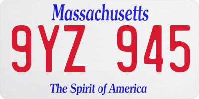 MA license plate 9YZ945