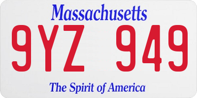 MA license plate 9YZ949