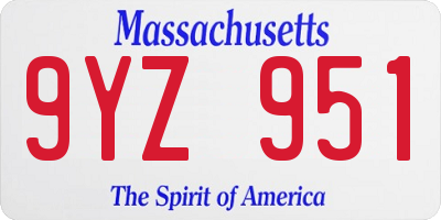 MA license plate 9YZ951