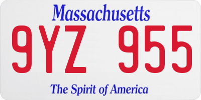 MA license plate 9YZ955
