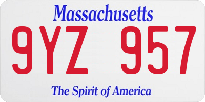 MA license plate 9YZ957