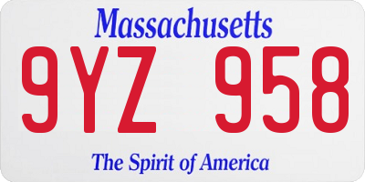 MA license plate 9YZ958