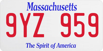 MA license plate 9YZ959