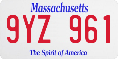 MA license plate 9YZ961