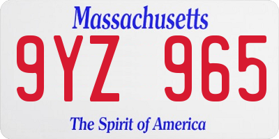 MA license plate 9YZ965