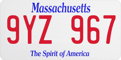 MA license plate 9YZ967