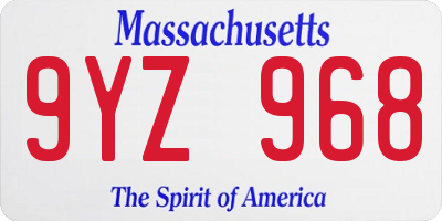 MA license plate 9YZ968