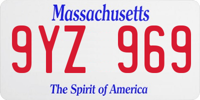 MA license plate 9YZ969