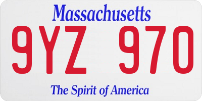 MA license plate 9YZ970