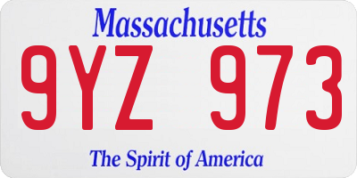 MA license plate 9YZ973
