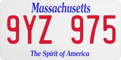 MA license plate 9YZ975