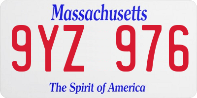 MA license plate 9YZ976