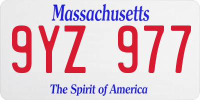 MA license plate 9YZ977