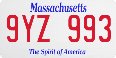 MA license plate 9YZ993