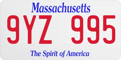 MA license plate 9YZ995