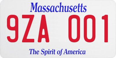 MA license plate 9ZA001