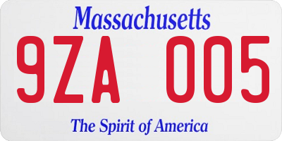 MA license plate 9ZA005