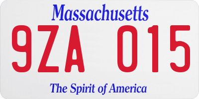 MA license plate 9ZA015