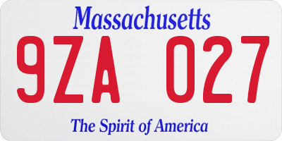 MA license plate 9ZA027