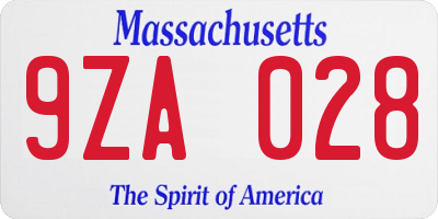 MA license plate 9ZA028