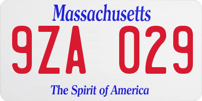 MA license plate 9ZA029