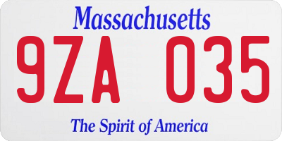 MA license plate 9ZA035