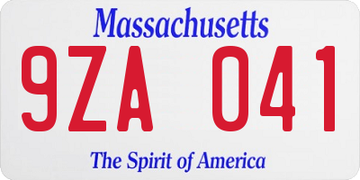 MA license plate 9ZA041