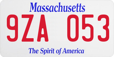 MA license plate 9ZA053