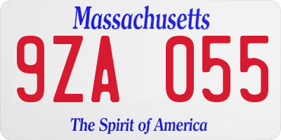 MA license plate 9ZA055