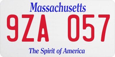 MA license plate 9ZA057