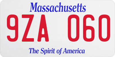 MA license plate 9ZA060