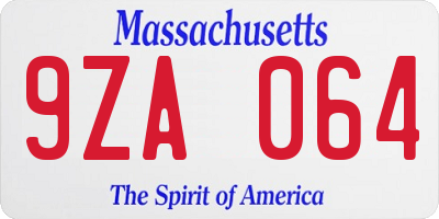 MA license plate 9ZA064
